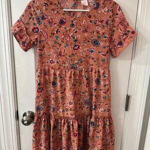Wonder Nation Floral Kids Dress in Tan and Pink